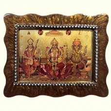 Gold Plated Laxmi Ganesh Saraswati Frame